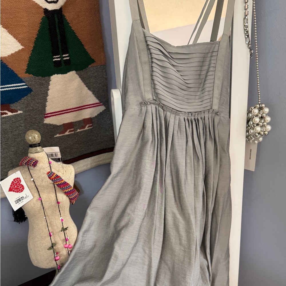 NWT Gray Ruched Sundress for Wedding Guest